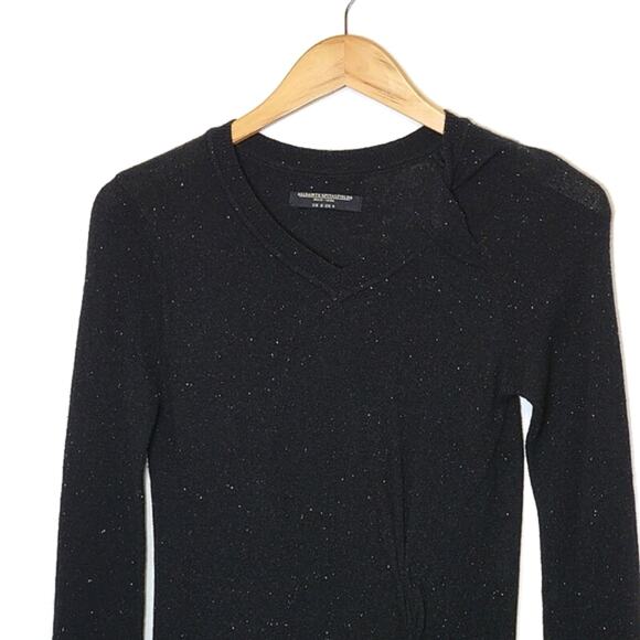 ALLSAINTS Black Speckled Midi Sweater Dress V Neck Long Sleeve Casual Wear 4 - Picture 4 of 16